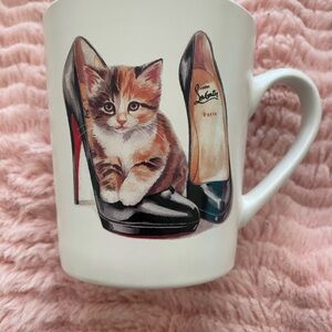 Fig and Fern mug with Louboutin heels and cat print